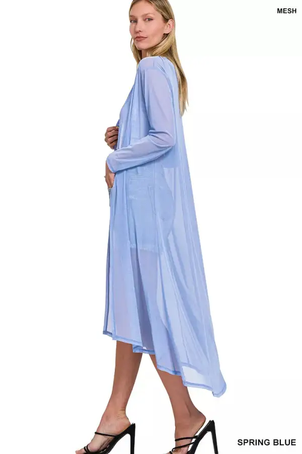 Lightweight Mesh Open Front Cardigan