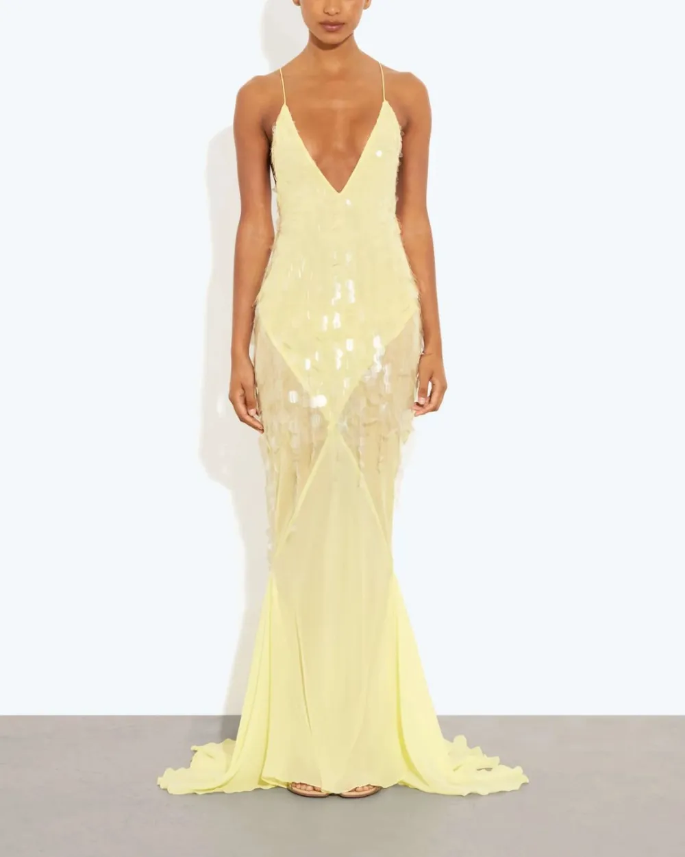 Sequin Sheer Mermaid Evening Gown