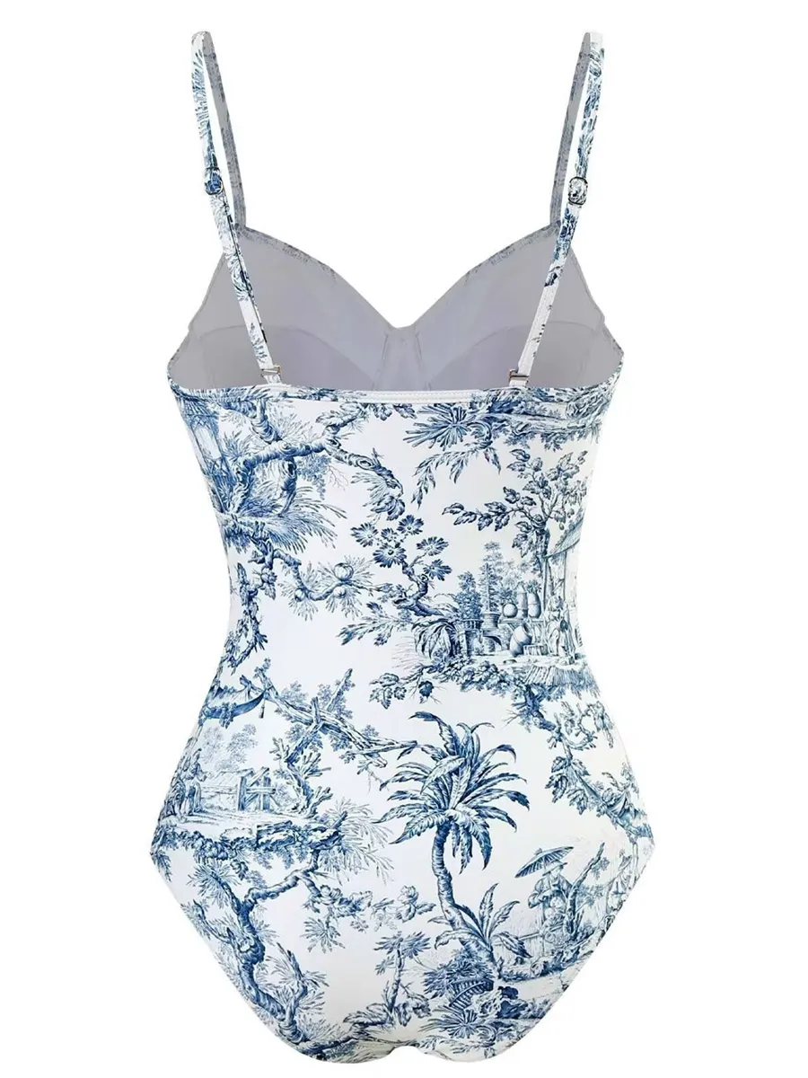 Isla Retro-Print Swimsuit Set