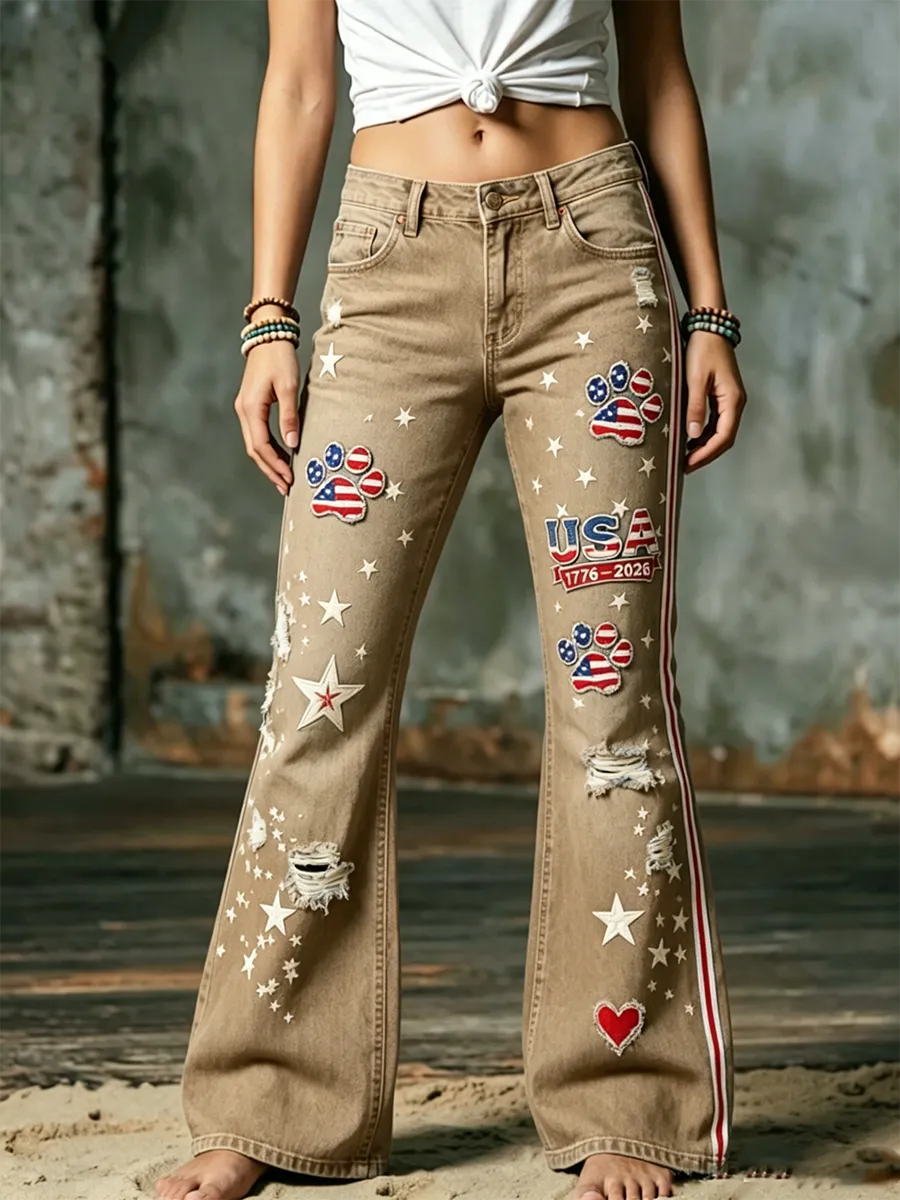 Women'S 250Th Anniversary Animal Printed Casual Jeans