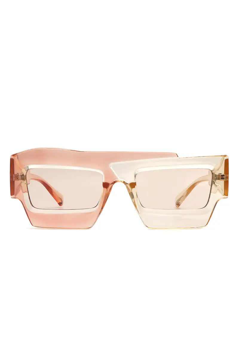 Marble Square Flat Top Frame Sunglasses