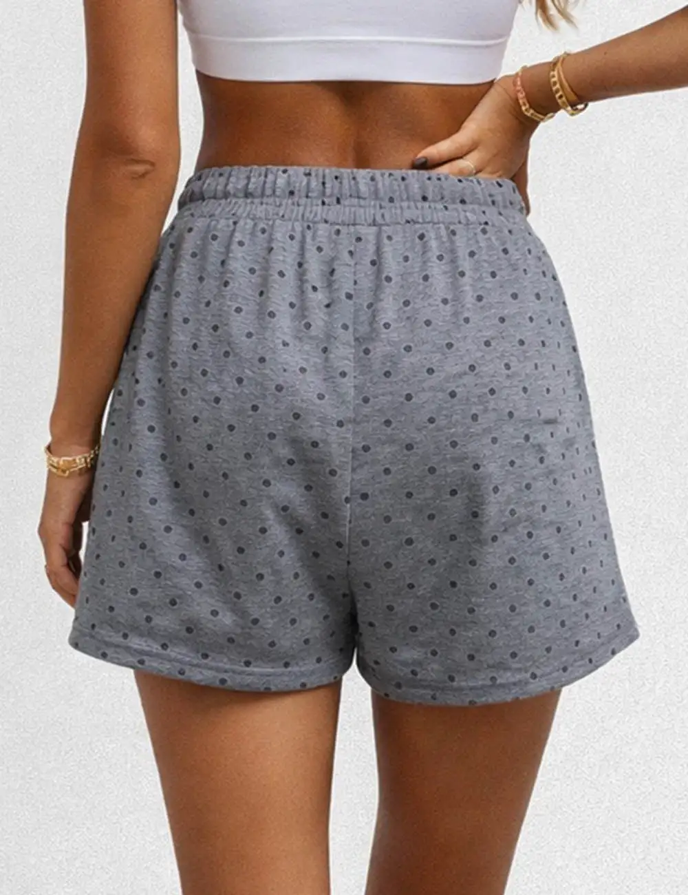 Polka Dot Elastic Waist Pocket Wide Leg Shorts