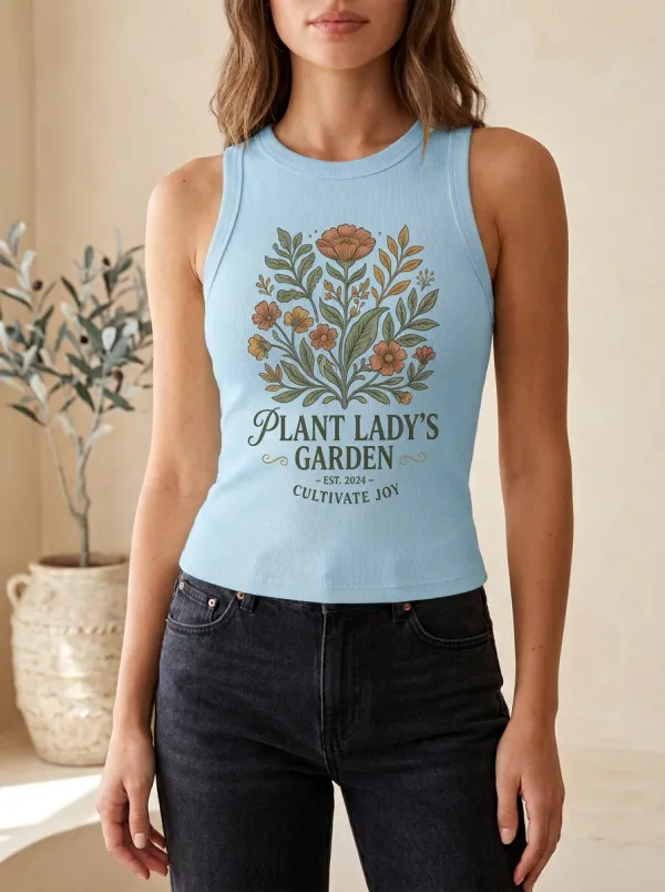 Plant Lover Garden Floral Ribbed Tank Top