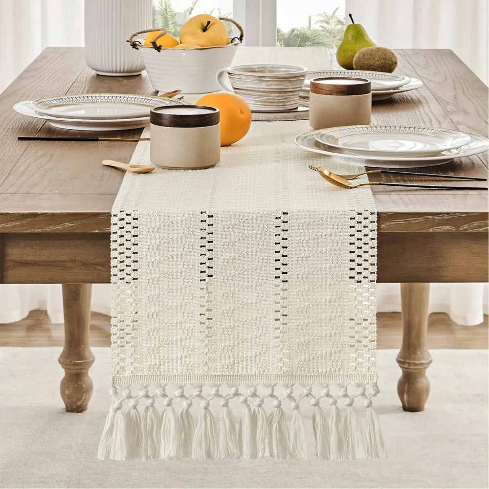 Neutral Openwork Table Runner