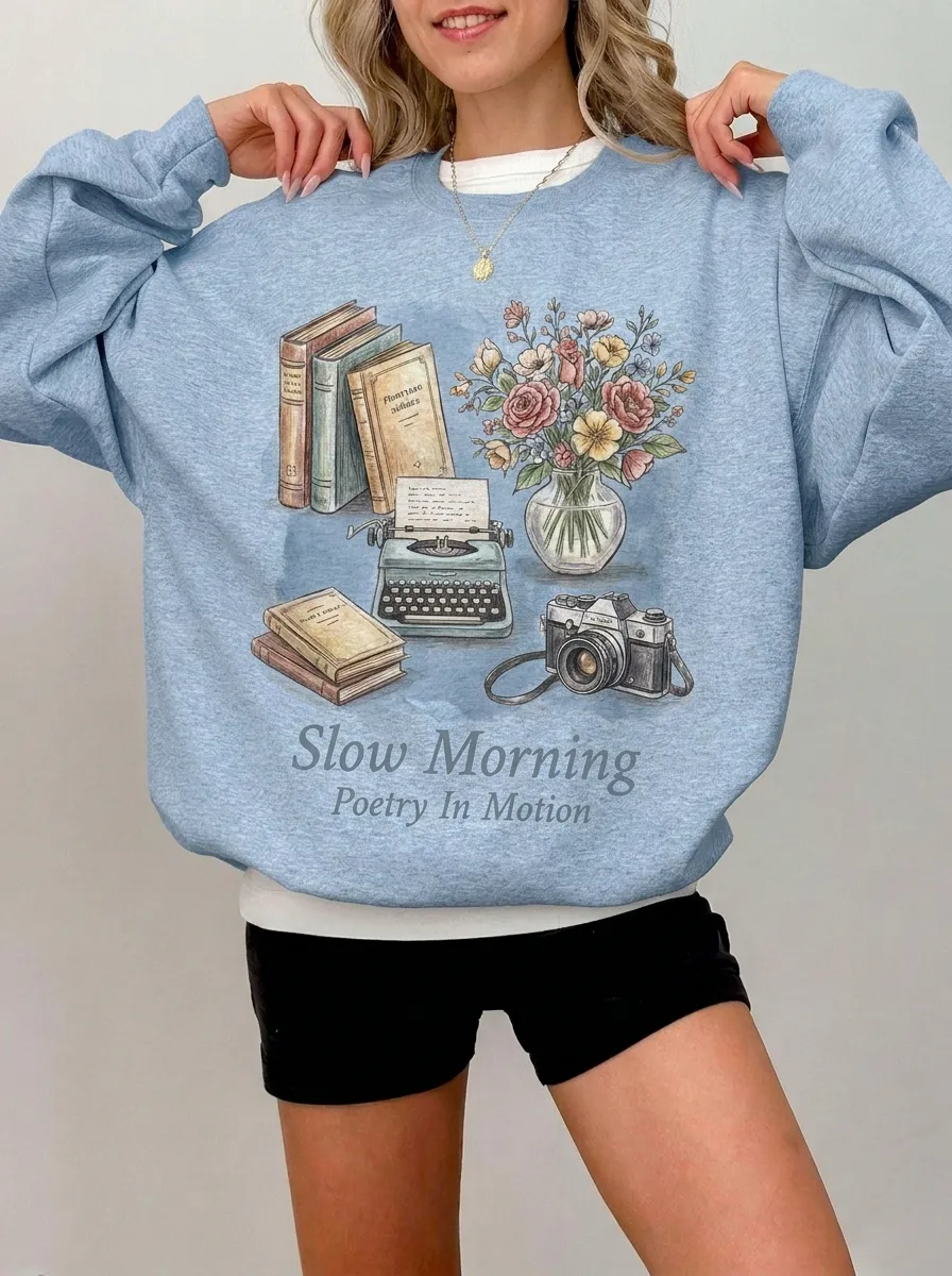 Women's Book Lover Vintage Aesthetic Printed Sweatshirt