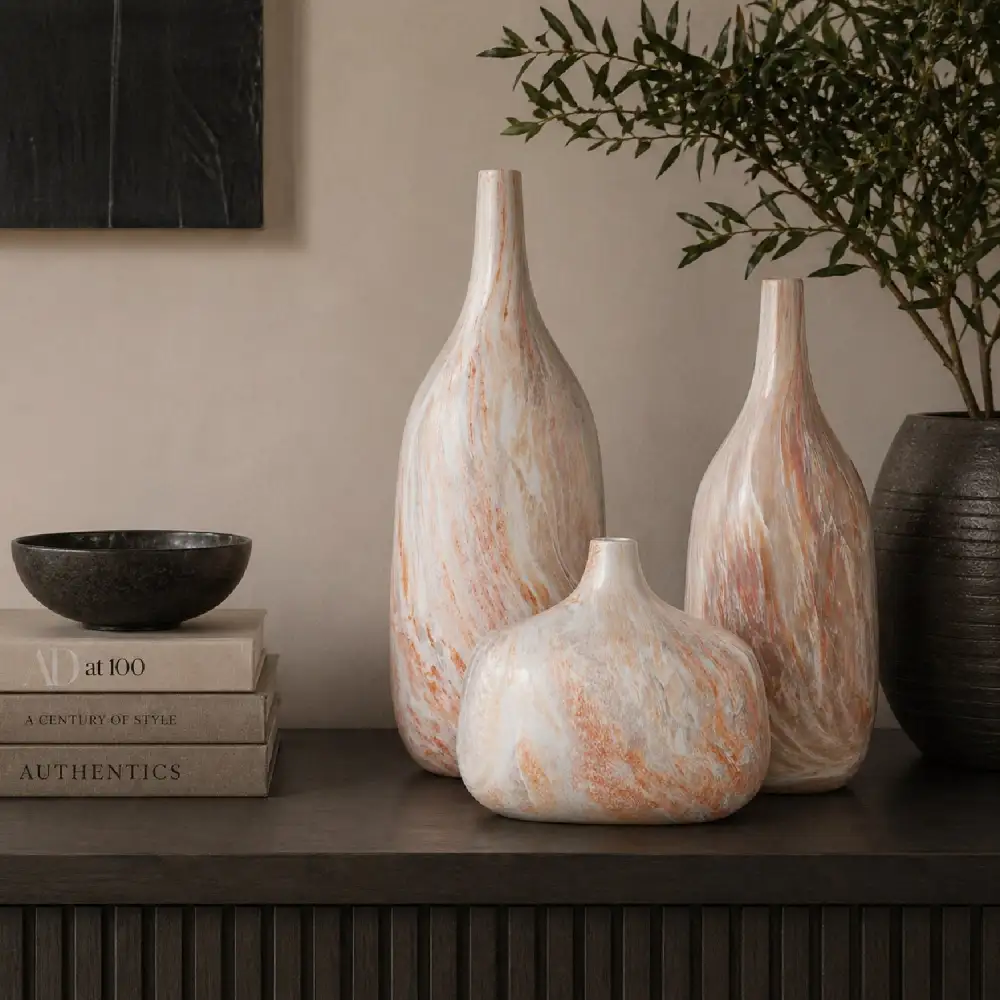 Marbled Ceramic Outdoor Vases