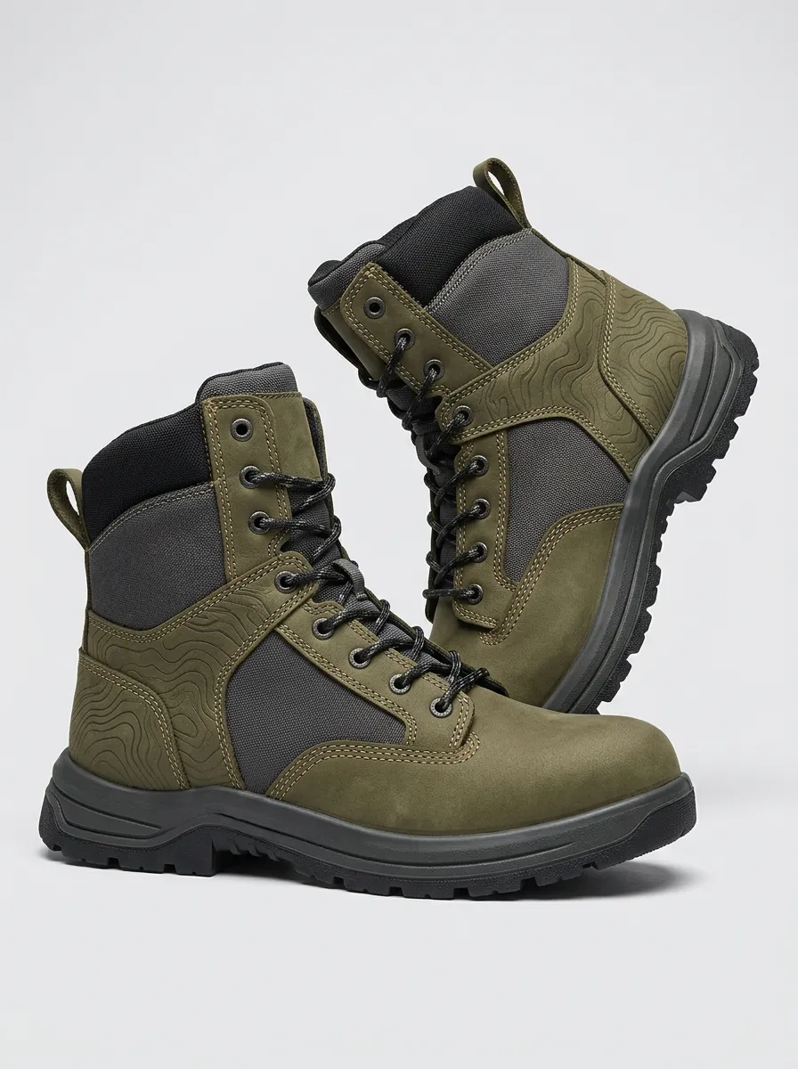 Unisex Casual Outdoor Hiking Topographic Print Work Boots