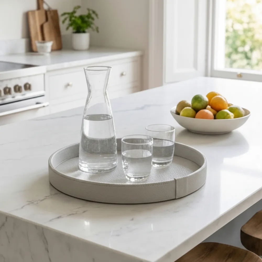 Calfskin Leather Round Tray