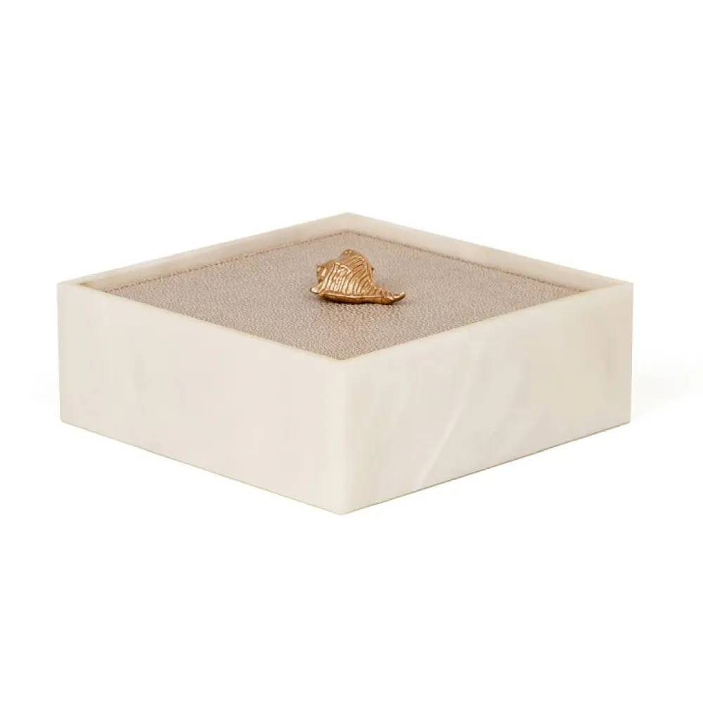 Textured Leather Lidded Square Box
