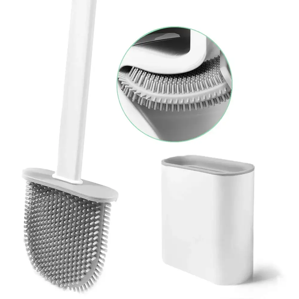 Silicon Deep Cleaning Toilet Brush with Holder
