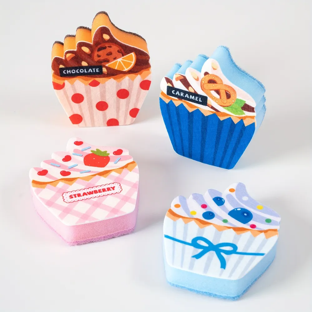 4 Pcs Cute Dessert Dish Washing Sponges