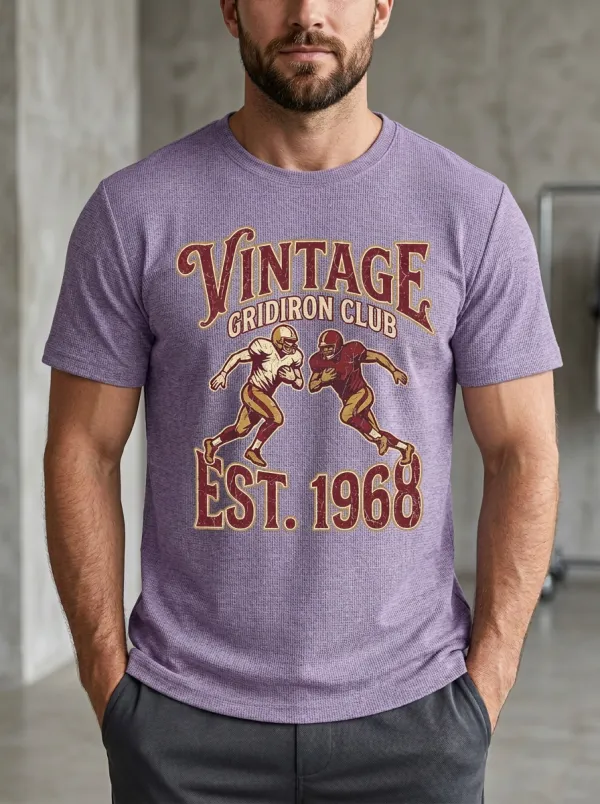 Men's Football Lover Vintage Gridiron Club 1968 Printed T-shirt