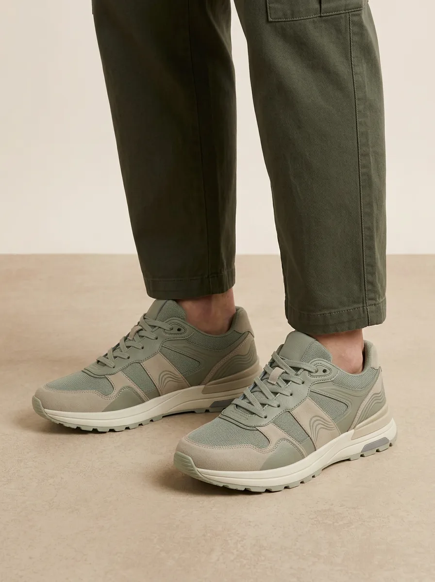 Unisex Casual Outdoor Suede Mesh Print Sneakers