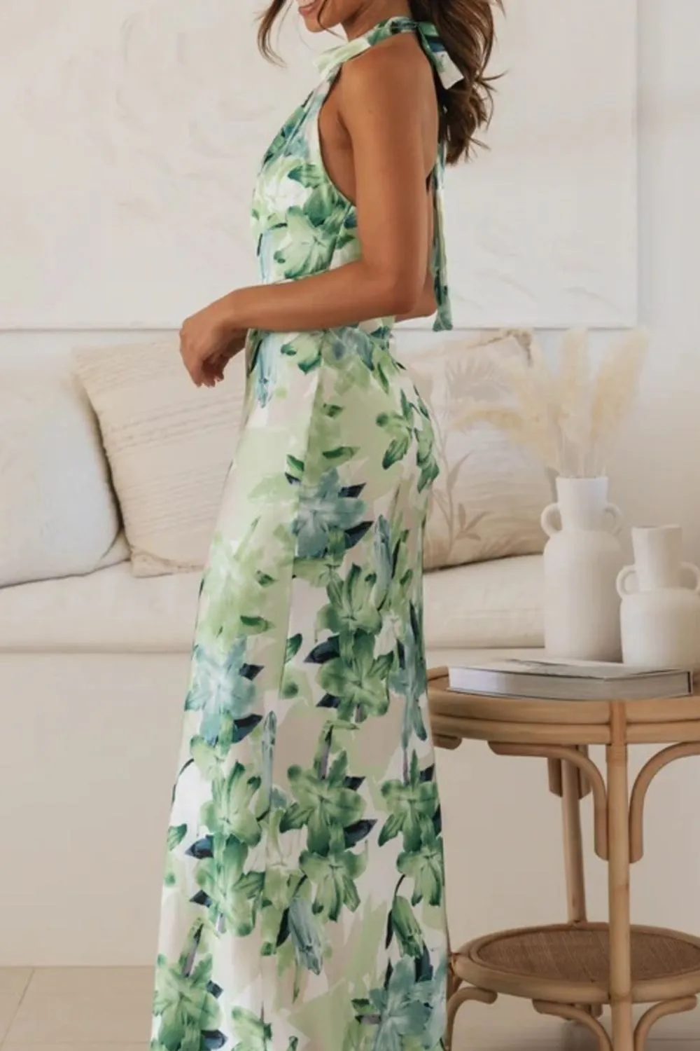 Classic Halter Floral Maxi Dress