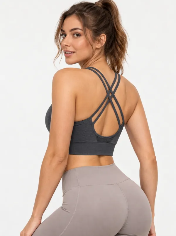 Women's Printed Strappy Cross Back Workout Bra