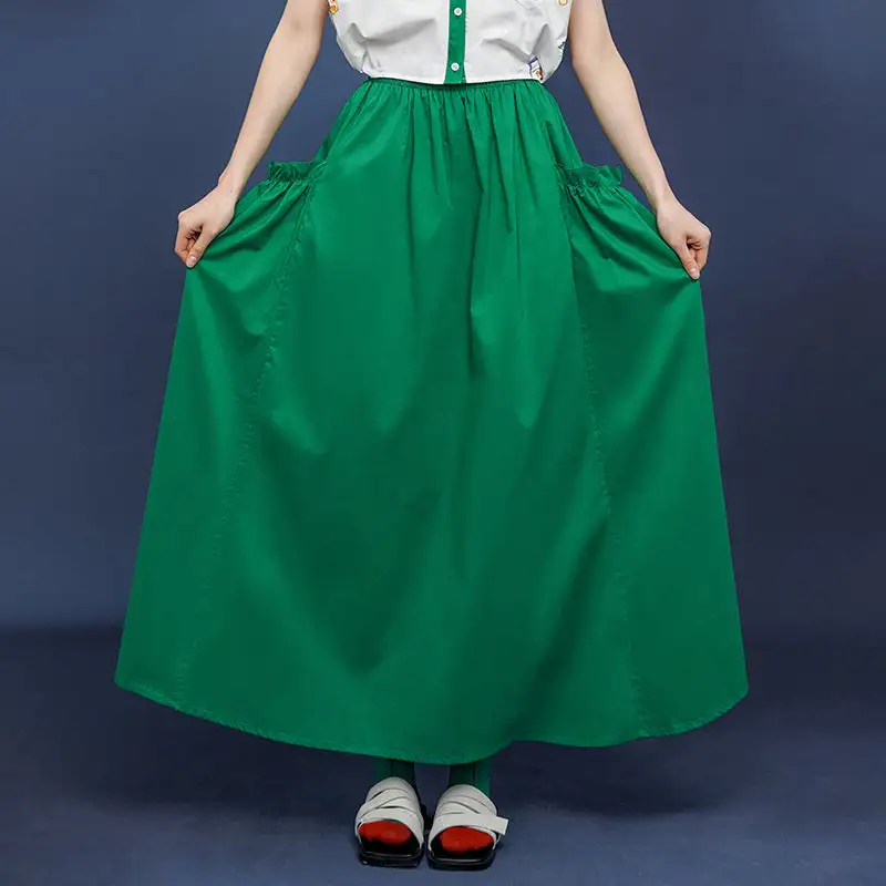 Minimal Clean Maxi Polyester Skirt