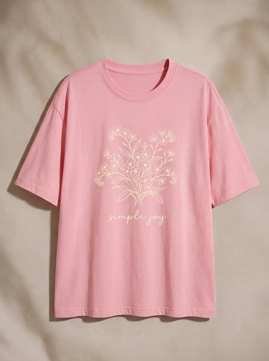 Women's Floral Lover Simple Joy Bouquet Printed T-shirt