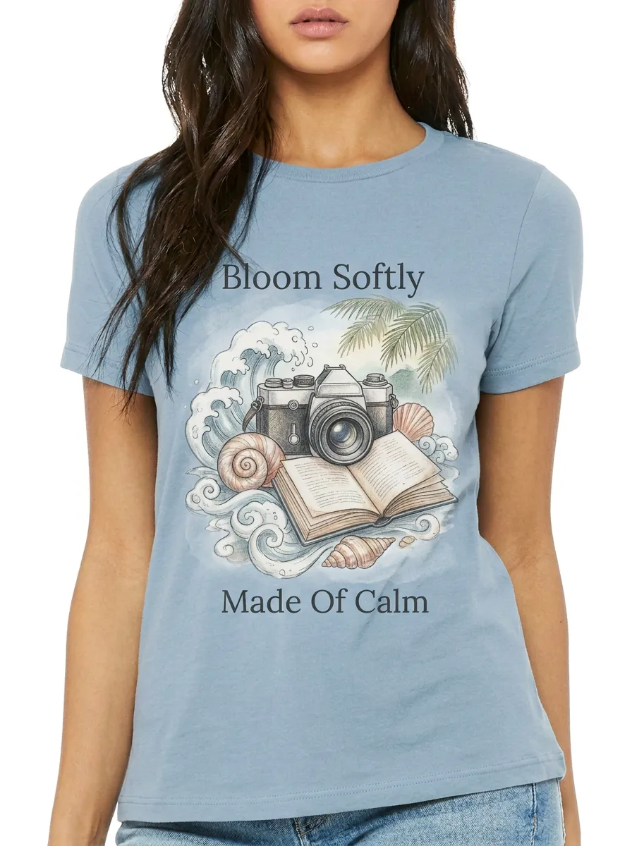 Women's Photography Book Beach Printed T-shirt