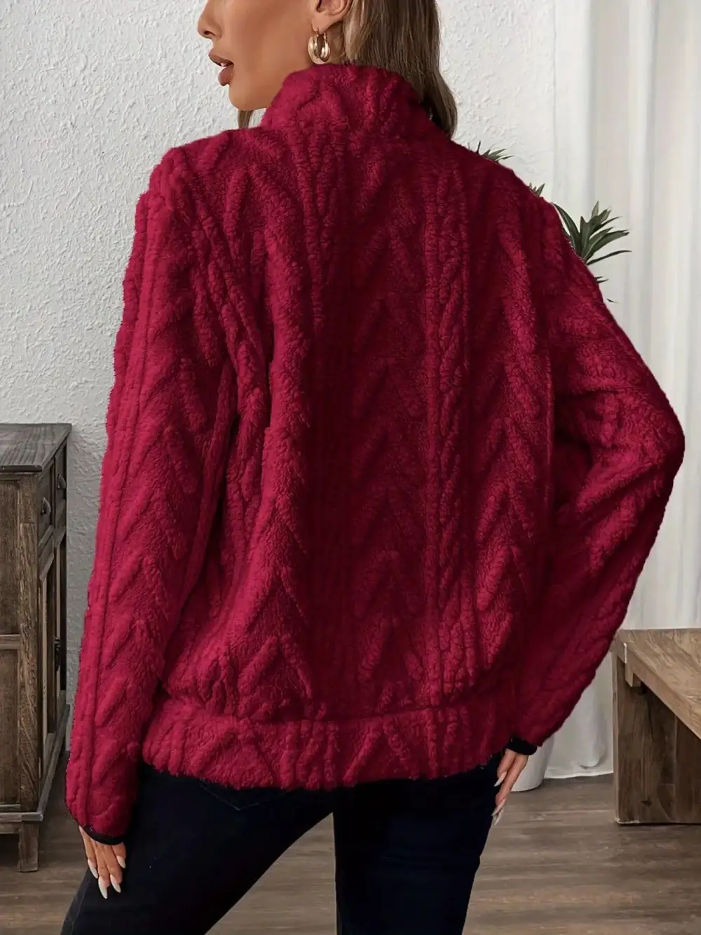 Fleece Half Zip Sweatshirt Plus Size