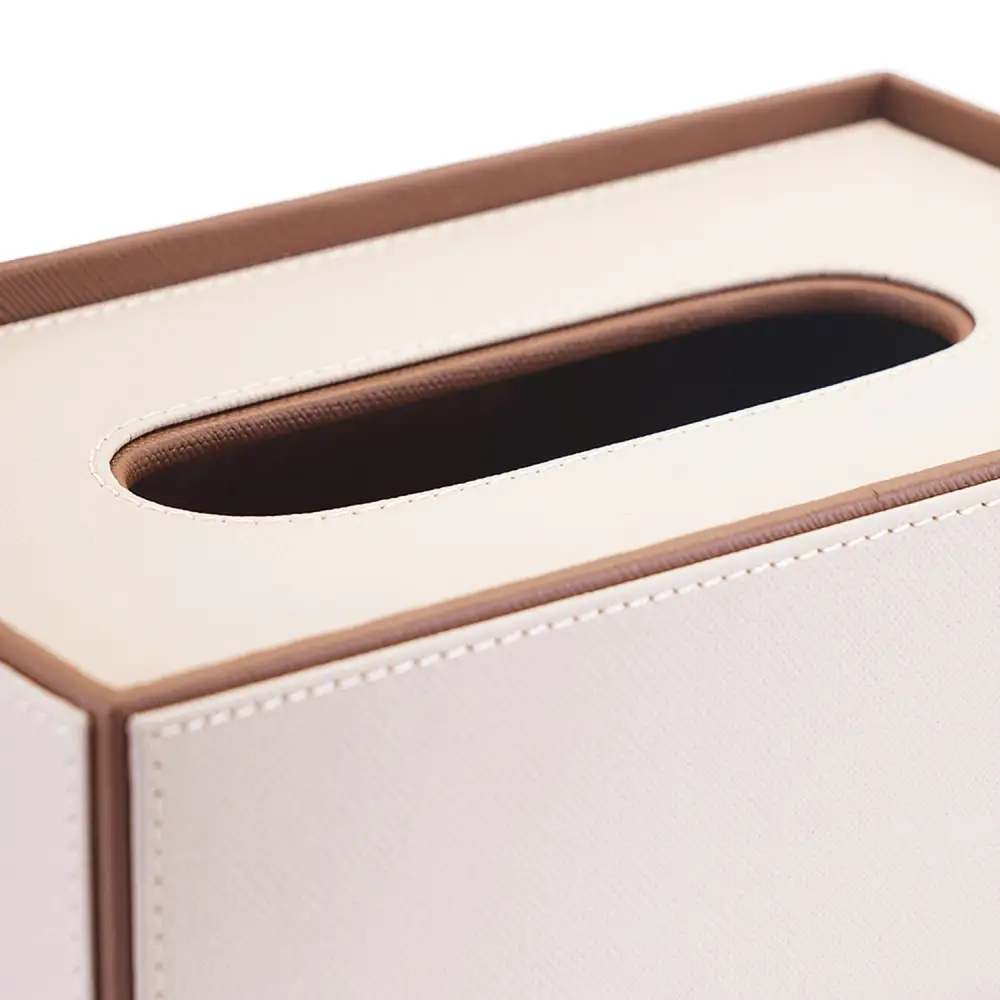 Beige Textured Tissue Box Cover