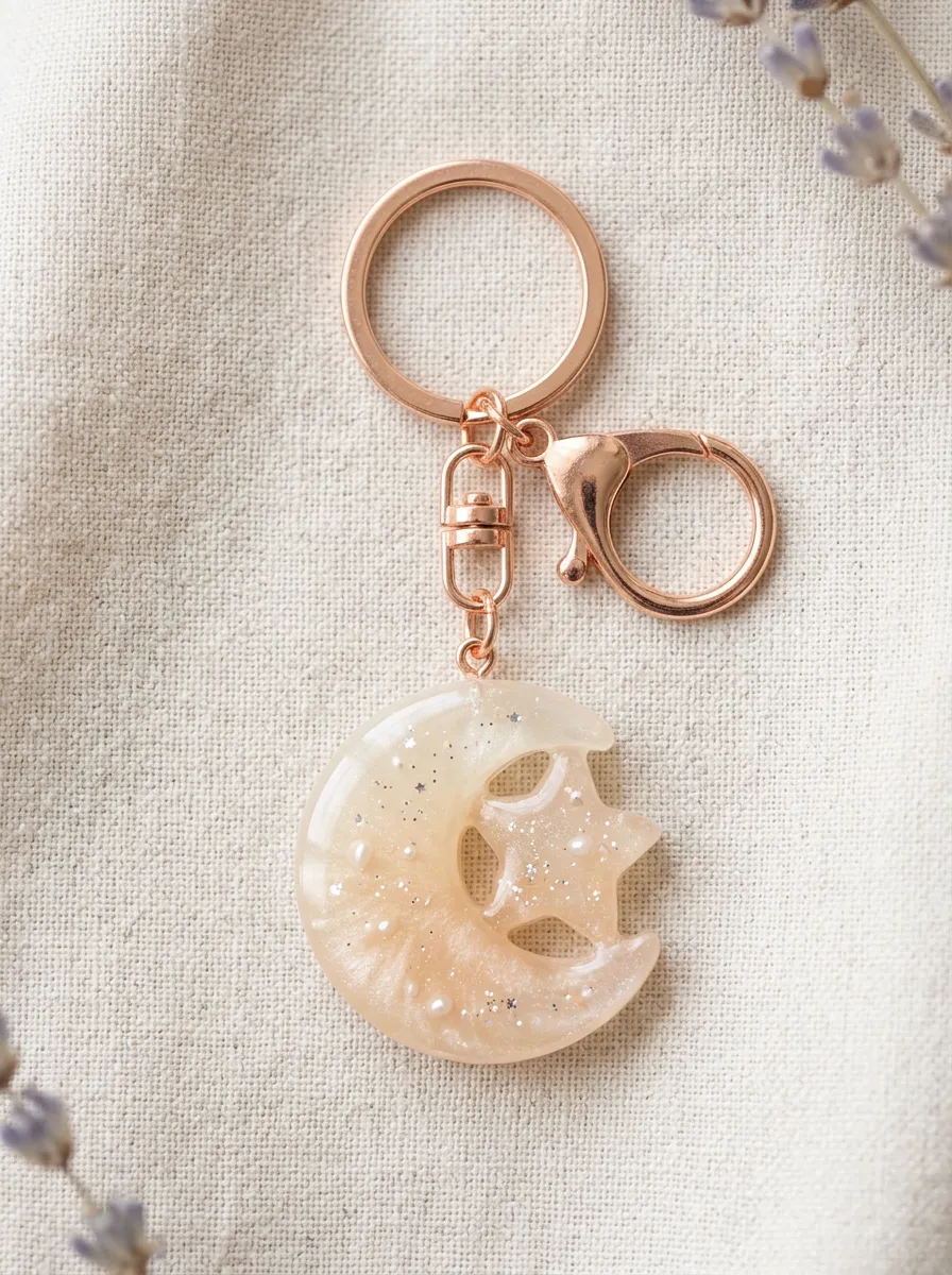 Star Moon Resin Celestial Elegant Gift Keychain