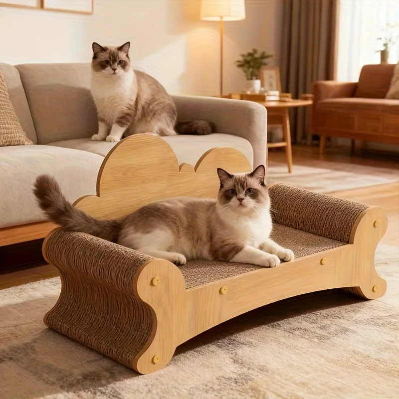 Wooden Cat Sofa with Scratcher