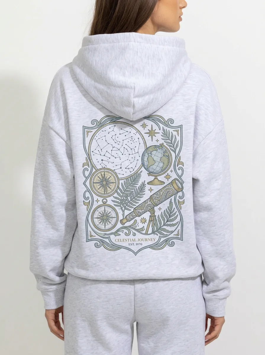 Unisex Astronomy Lover Celestial Journey Printed Hoodie