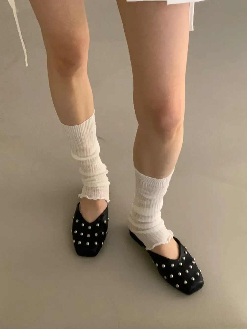 Faux Leather Beaded Slip On Mules