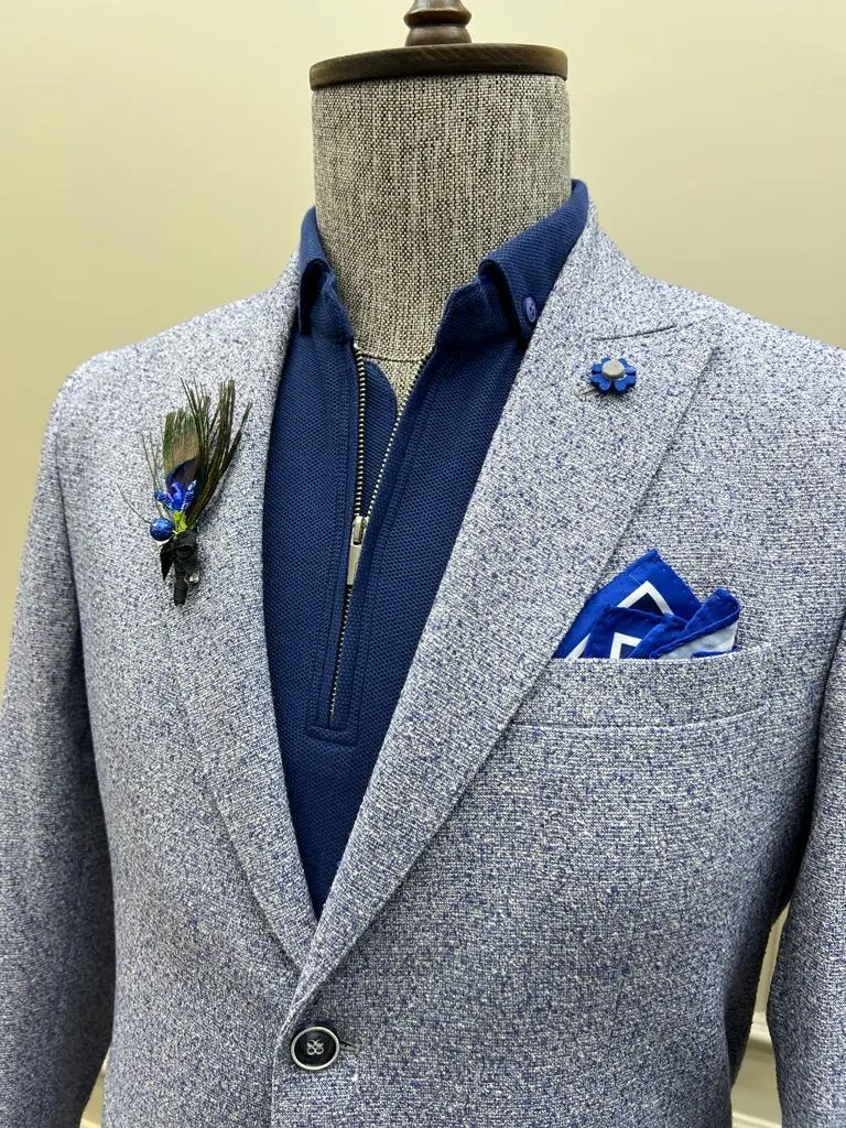 Classic Slim Fit Dot Detailed Blazer