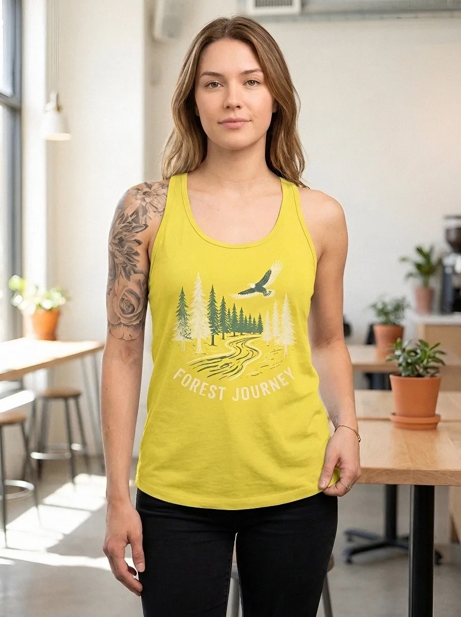Women's Nature Lover Forest Journey Eagle Printed Tank Top