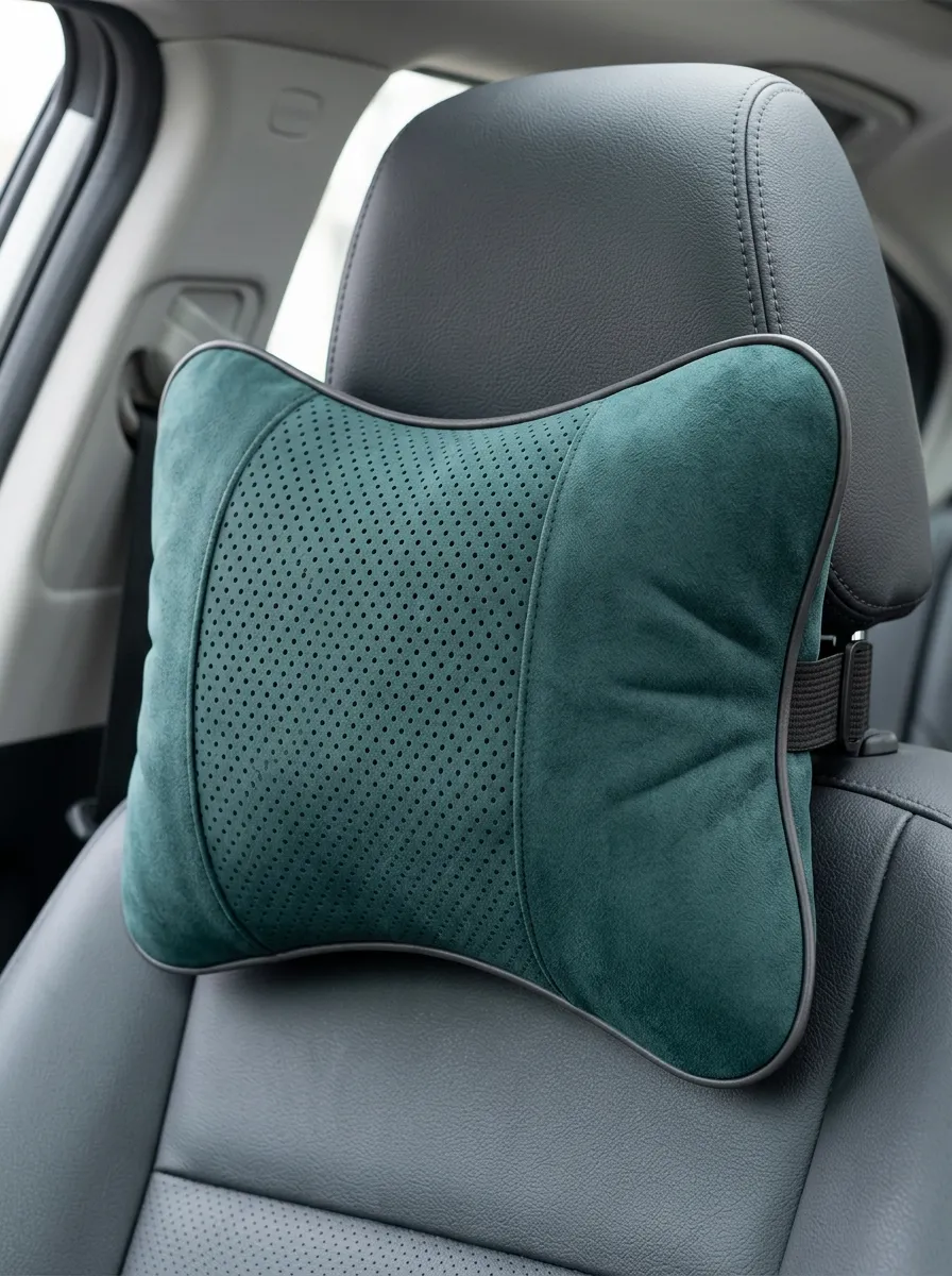 Defined Suede Perforated Neck Support Cushion