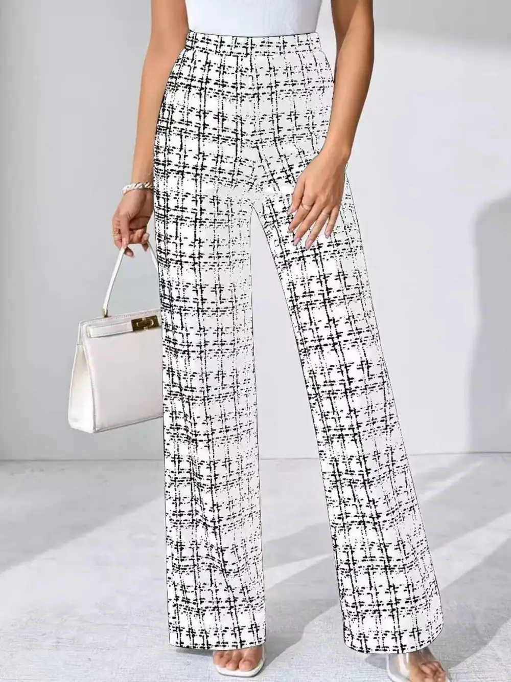 Plaid Wide Leg Casual Pants