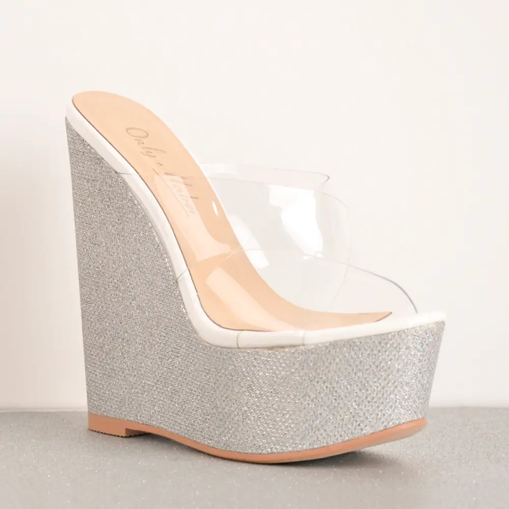 Crisscross Transparent Strap Wedge Heel Sandals
