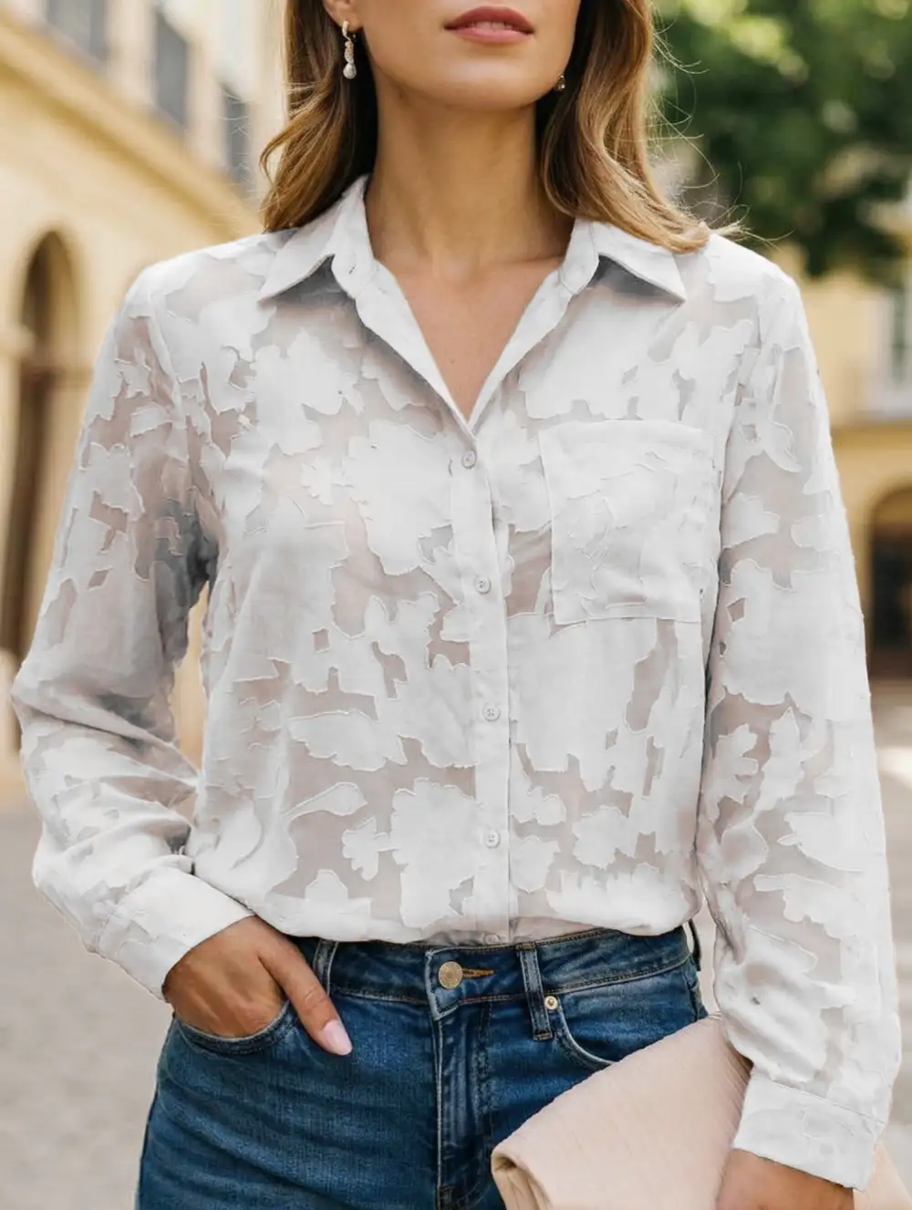 Loose Draped Chiffon Blouse