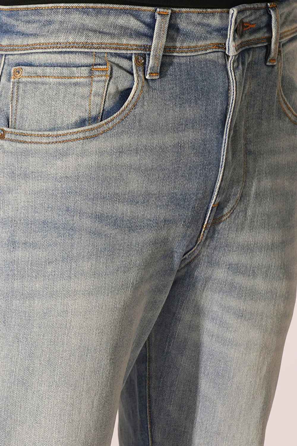 Light Blue Mid Rise Straight Fit JEANS