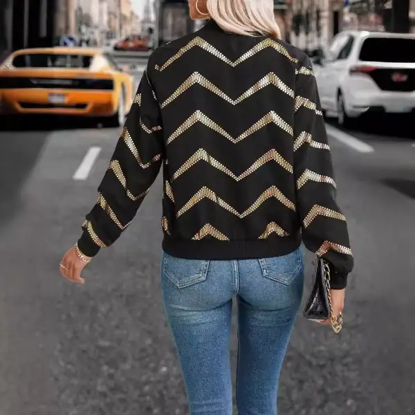 Versatile Zip Front Ribbed Trim Bomber Jacket
