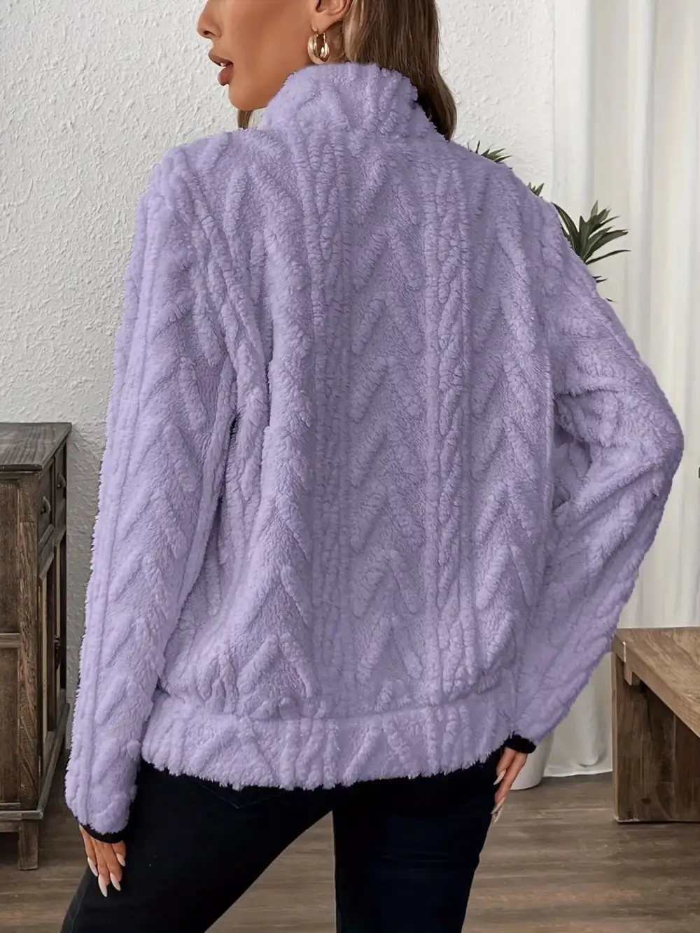 Fleece Half Zip Sweatshirt Plus Size