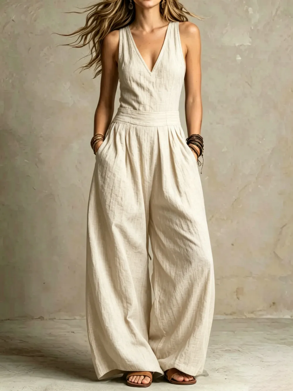 Casual Button Front Jumpsuit