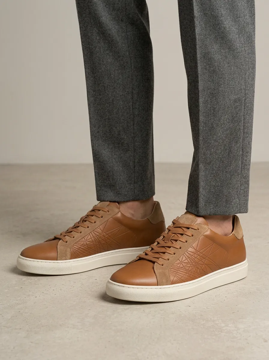 Men's Everyday Geometric Pattern Leather Printed Casual Shoes