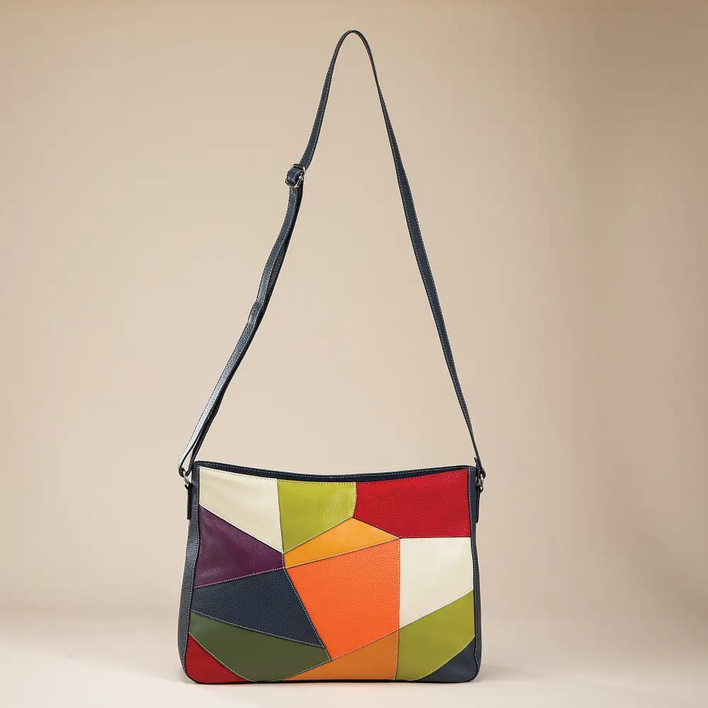 Mixed Leather Mosaic Crossbody Bag