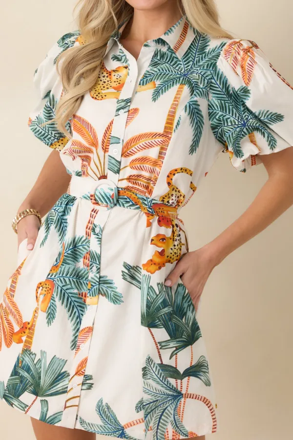 Green Leaves Mini Dress