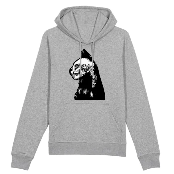 Skull Cat Graphic Pullover Hoodie