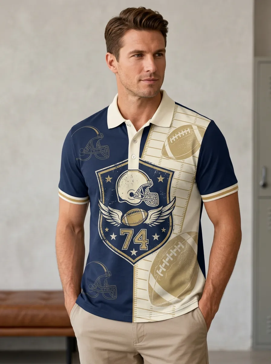 Men's Gridiron Helmet Shield Polo Shirt