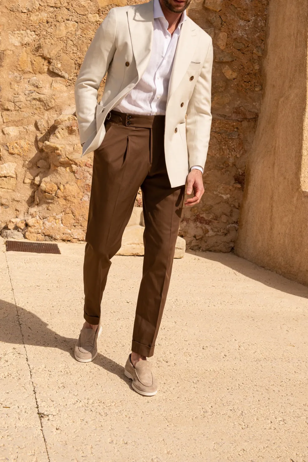 Brown Cotton Trousers Men'S Fashion