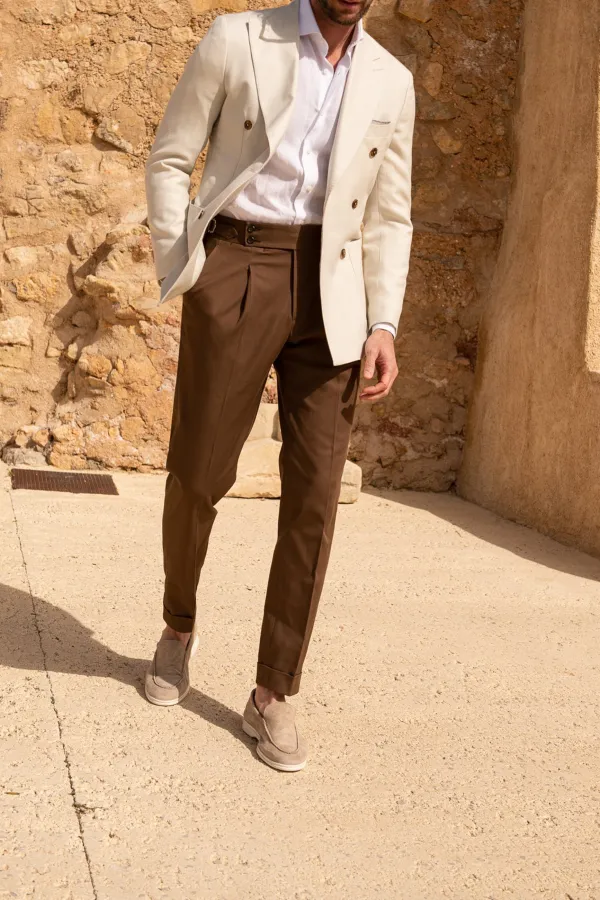 Brown Cotton Trousers Men'S Fashion