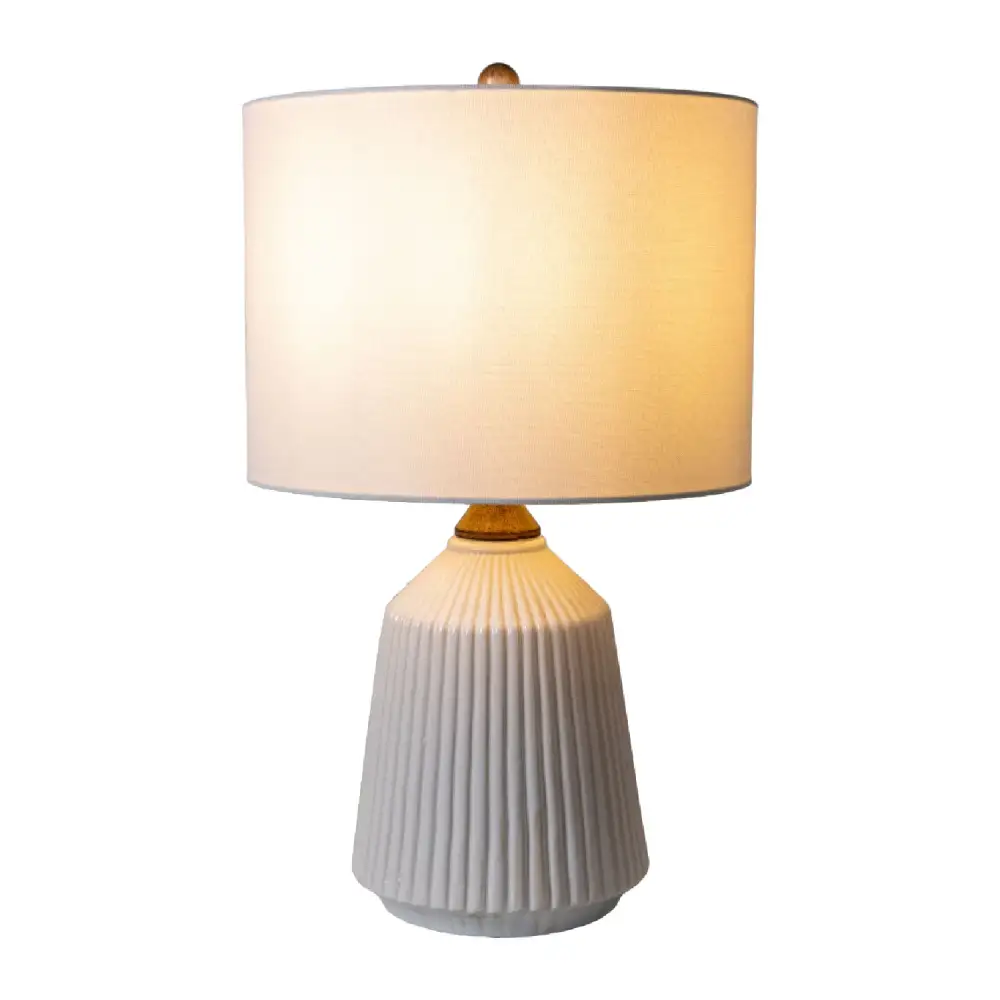Reeded Glazed Ceramic Table Lamp