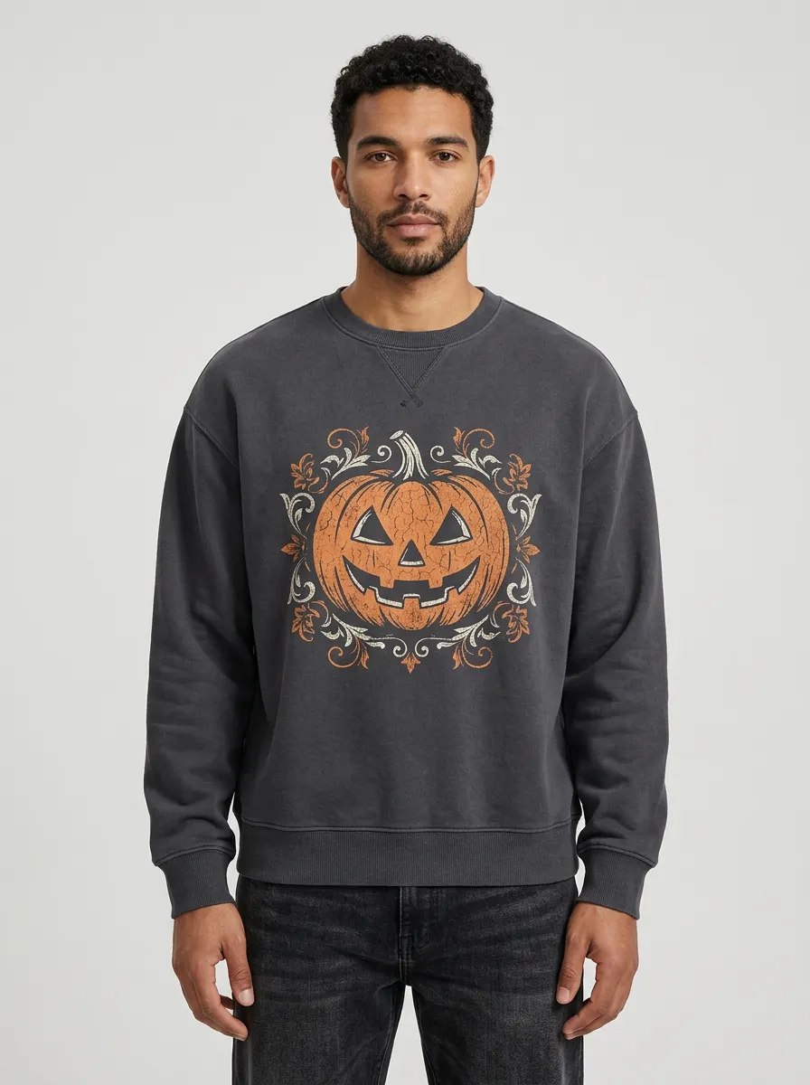 Men's Halloween Pumpkin Floral Sweatshirt