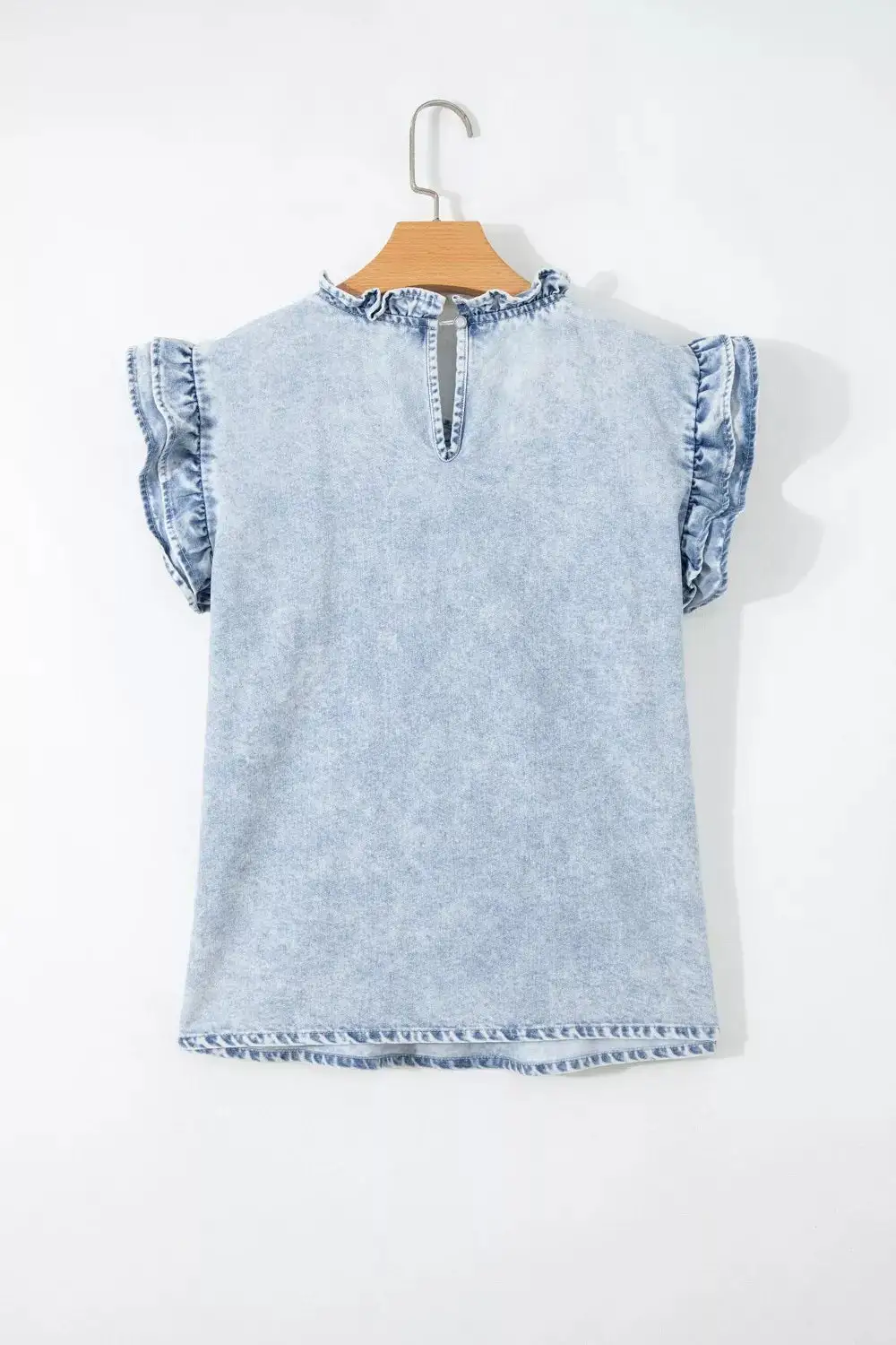 Ruffle Pleated Detail Vintage Washed Top