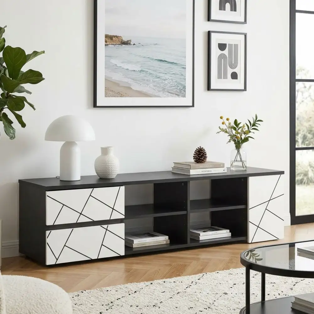 Room Friendly Open Shelf TV Storage Console