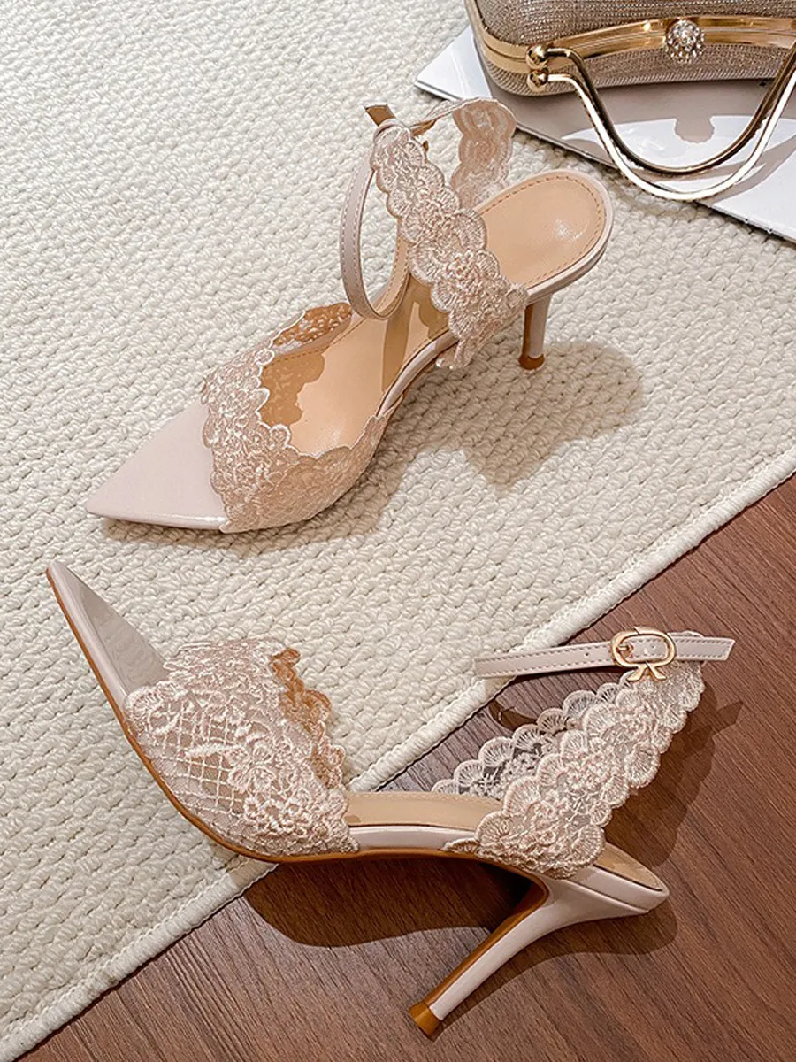 Rafaela Lace Pointed-Toe High-Heel Sandals